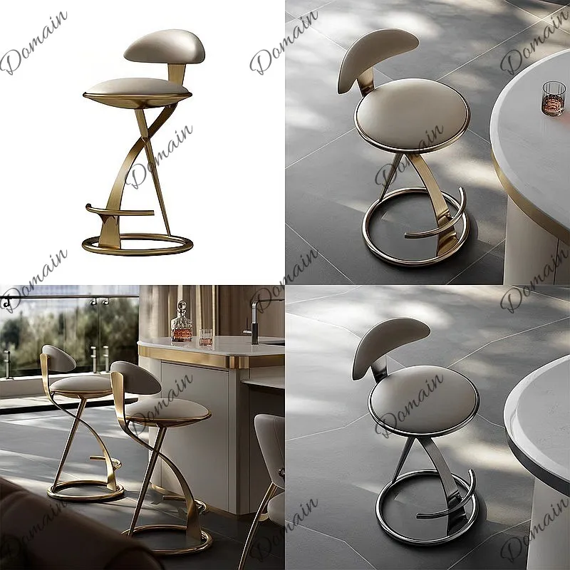 Italian Light Luxury Modern Stainless Steel Bar Stool Creative High Chair for Home Villa Reception