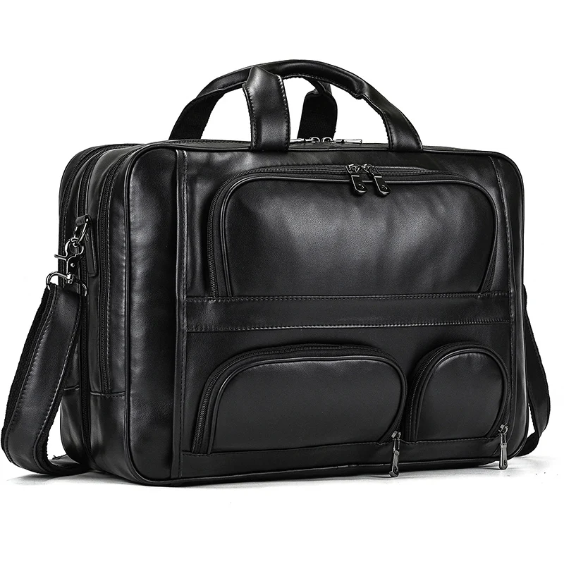 Big Leather Briefcase Double Layer Genuine Leather Office Business Bags For Layer Doctor Real Leather Laptop Briefcase 17\