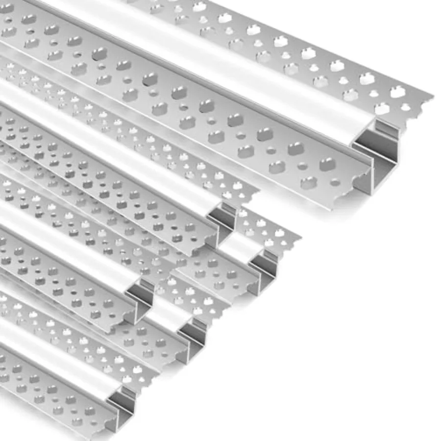 

Aluminum LED Channel 6 Pack 1M 3.3FT Each Plaster-in Recessed Aluminum Profile for LED Strip Lights Flanged Drywall Mount LED S