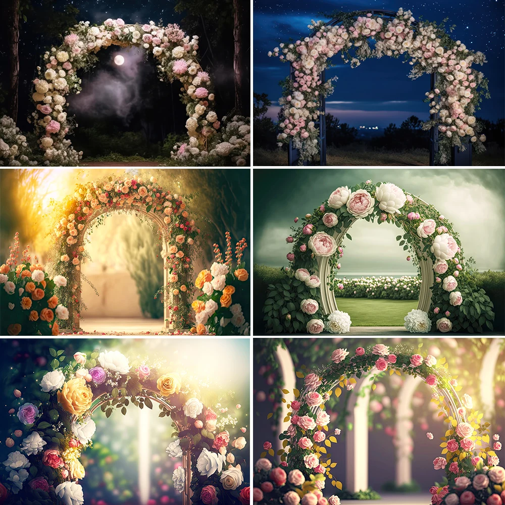 

Bonvvie Art Portrait Photography Background Vintage Floral Wedding Arch Engagement Ceremony Backdrop Props for Photo Studio