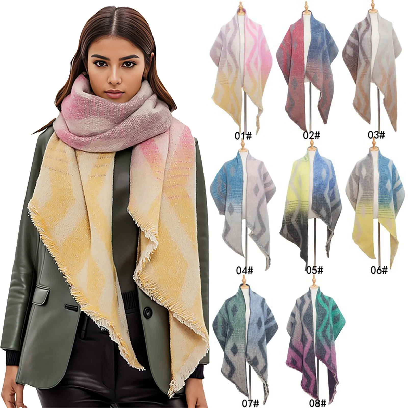 

Winter Scarf for Women Triangle Cashmere Shawl Warm Hijabs Foulard Pashmina Air Conditioning Blanket Luxury Designer Scarves