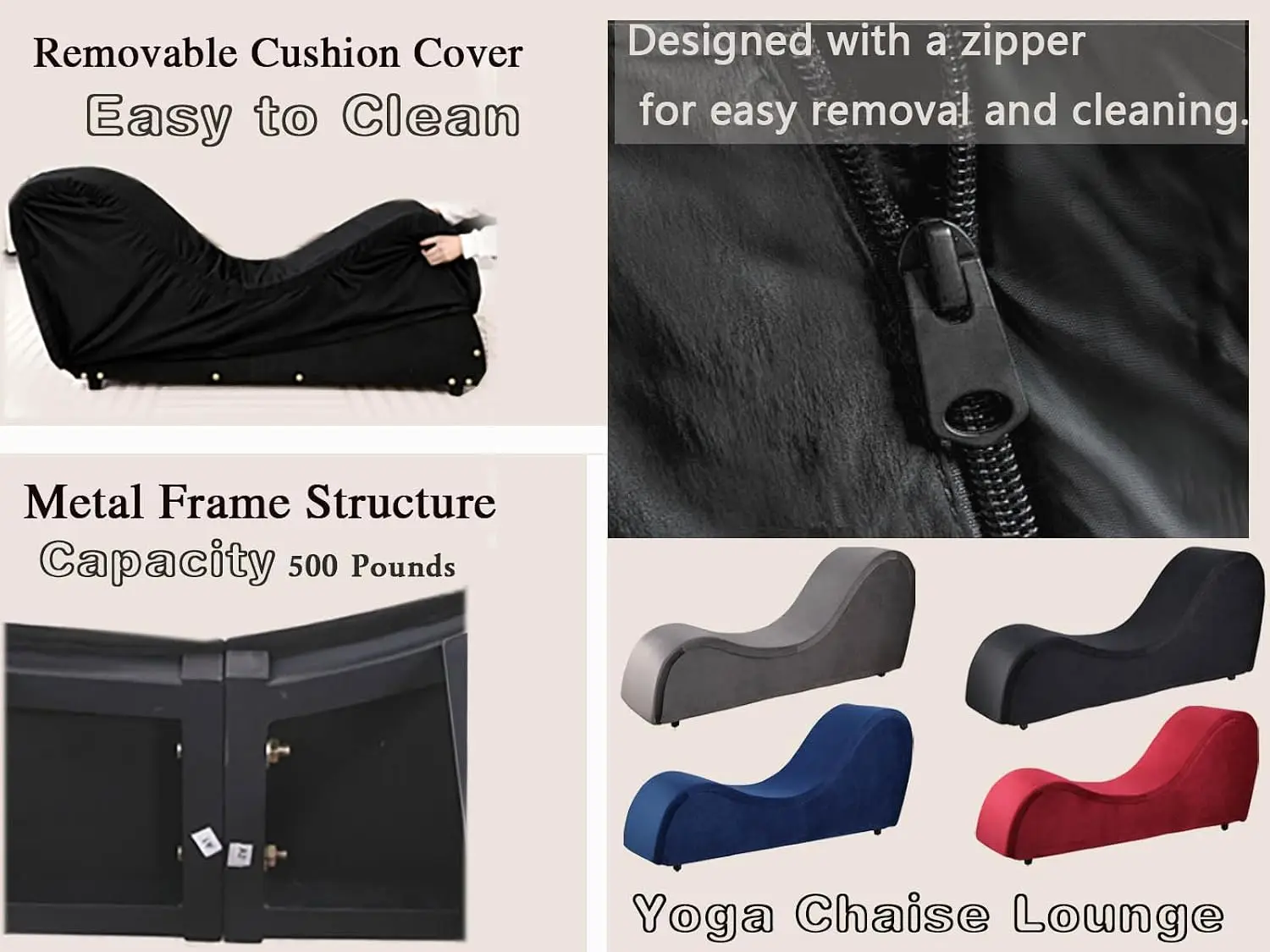 Velvet Chaise Lounge Chair Removable Washable Cover, Heavy-Duty Metal Frame 500Lbs Exercise Stretching Reading, Customized