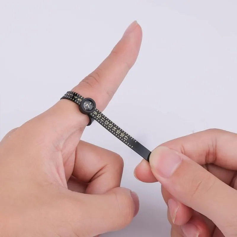 Ring Sizer Measuring Tool with Magnifying Glass, Reusable Finger Gauge 1-17 US Size, Precise Jewelry Sizing Belt, Multi-Functional Sizer for Rings & Bands, Easy-to-Read Scale