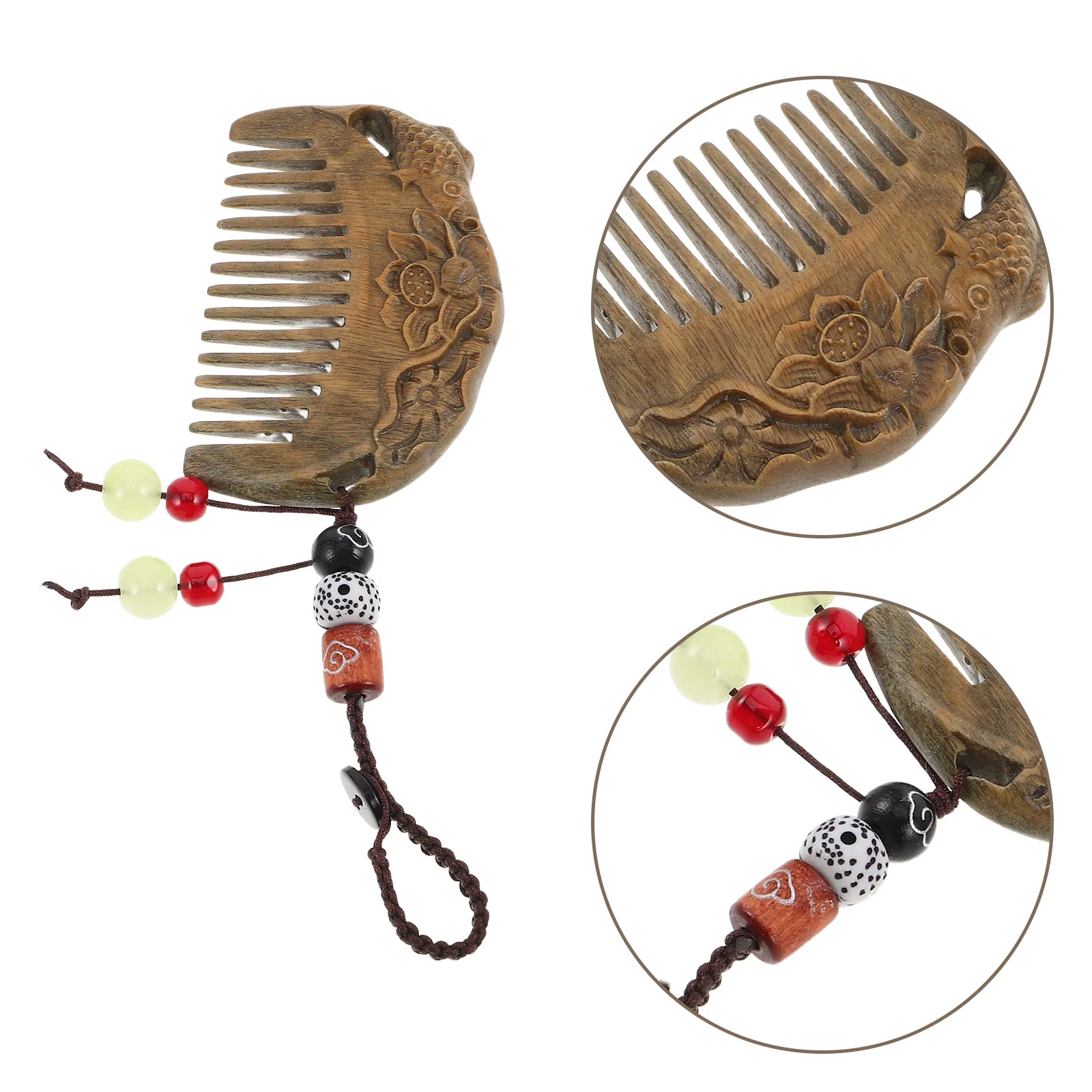 

Ancient Style Wooden Comb Sandalwood Carved Mini Portable Hair Brush For Women Keychain Pendant Travel Size Fashion Accessory