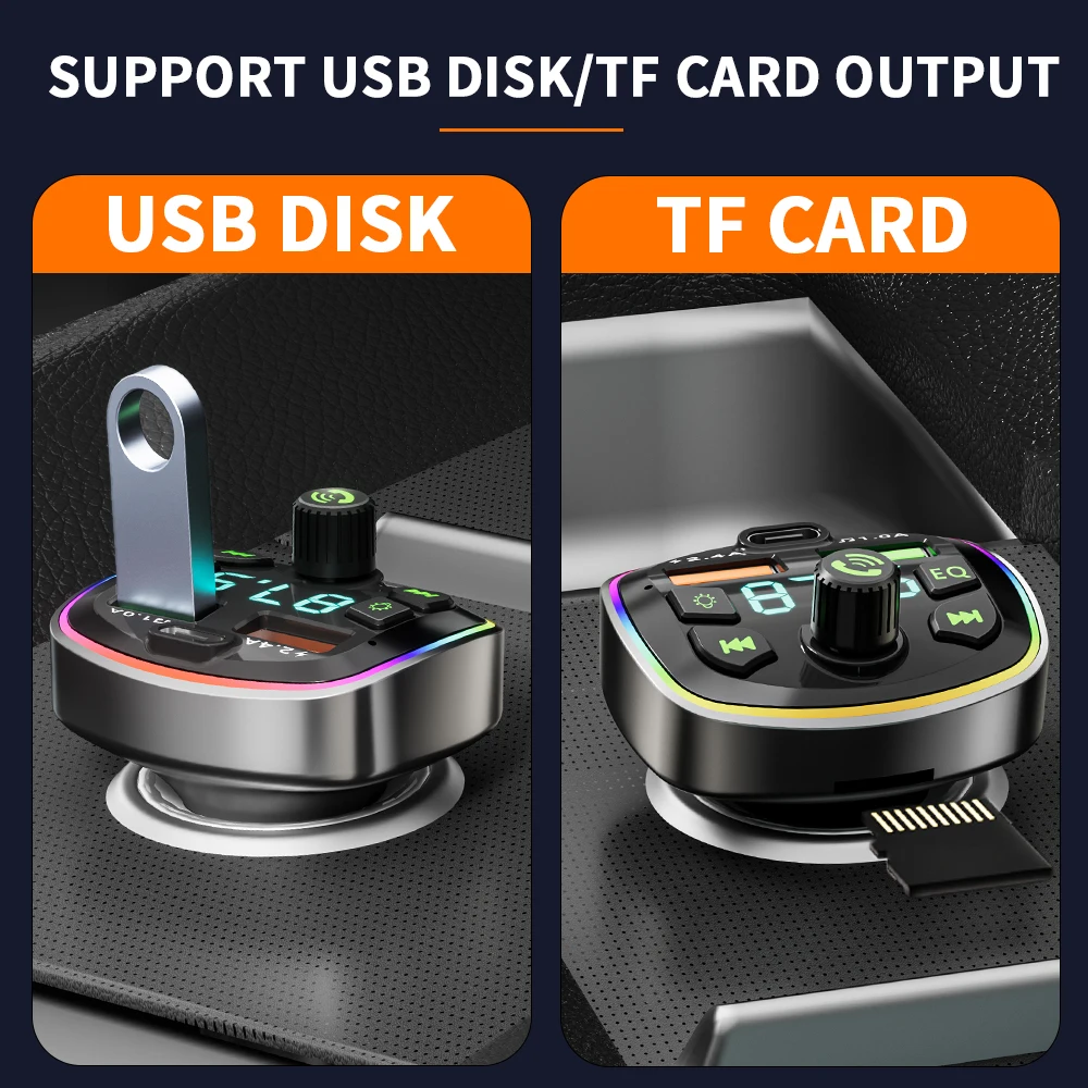 شاحن سيارة لاسلكي سيارة مشغل MP3 FM الارسال Bluetooth5.0 المزدوج USB ميناء PD شحن سريع الأيدي الحرة دعم TF بطاقة U القرص