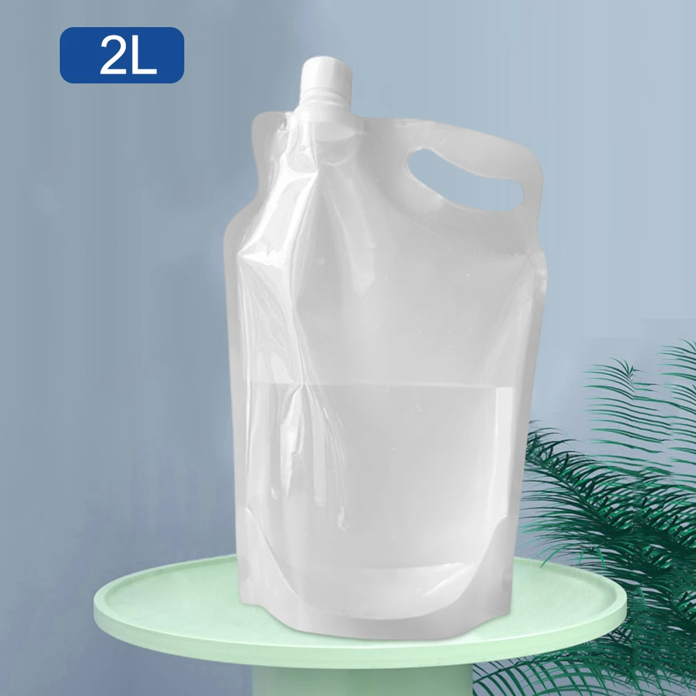 2L Transparent Water Container Portable Folding Water Bucket Small Mouth Handle No Leakage for Camping Hiking Cycling