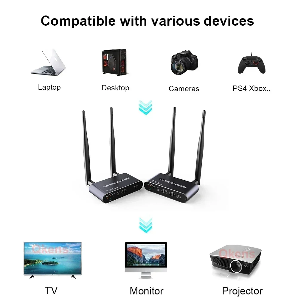 200 м беспроводной HDMI-передатчик и удлинитель приемника 1080P 4K адаптер видеодисплея для камеры ТВ-приставки ноутбука ПК к ТВ-проектору