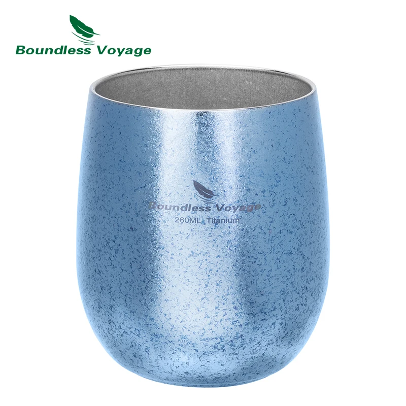 Boundless Voyage 260ml Titanium Double-layer Cup Colorful Teacup Mug with Ice Flower for Water Tea Wine Beer Fruit Juice Ti3084D