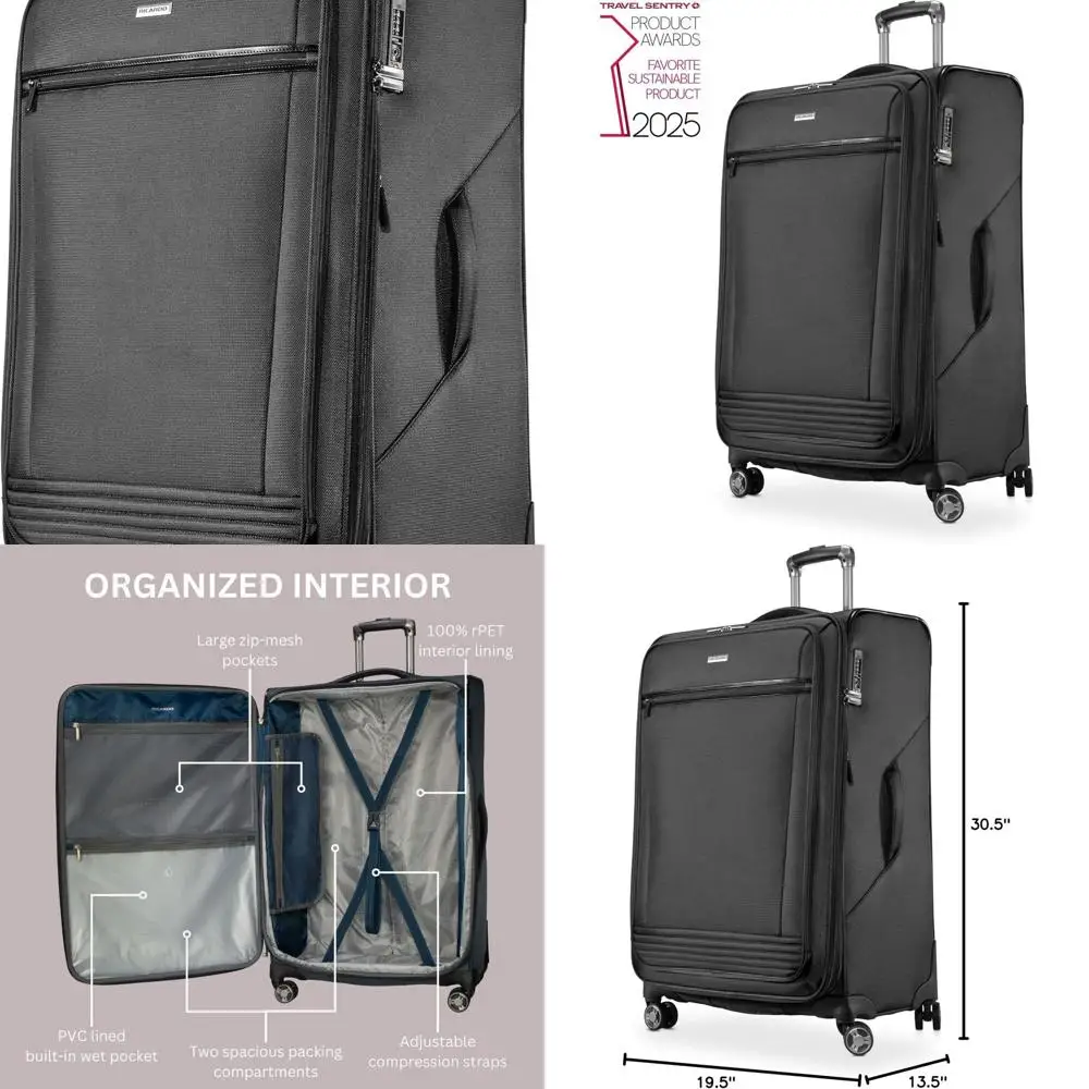 

Eco-Friendly 28-inch Expandable Spinner Luggage, Recycled PET Material, Lightweight for Travel
