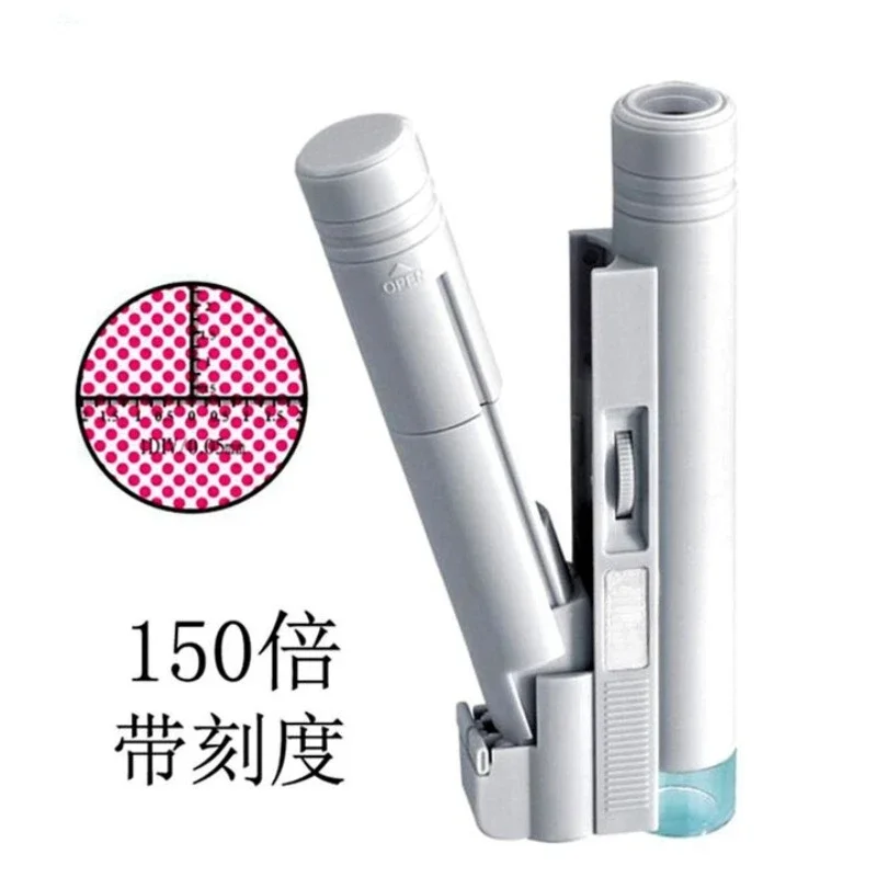 Portable double tube with lamp high magnifying glass 100 times handheld microscope 80X jewelry jade identification