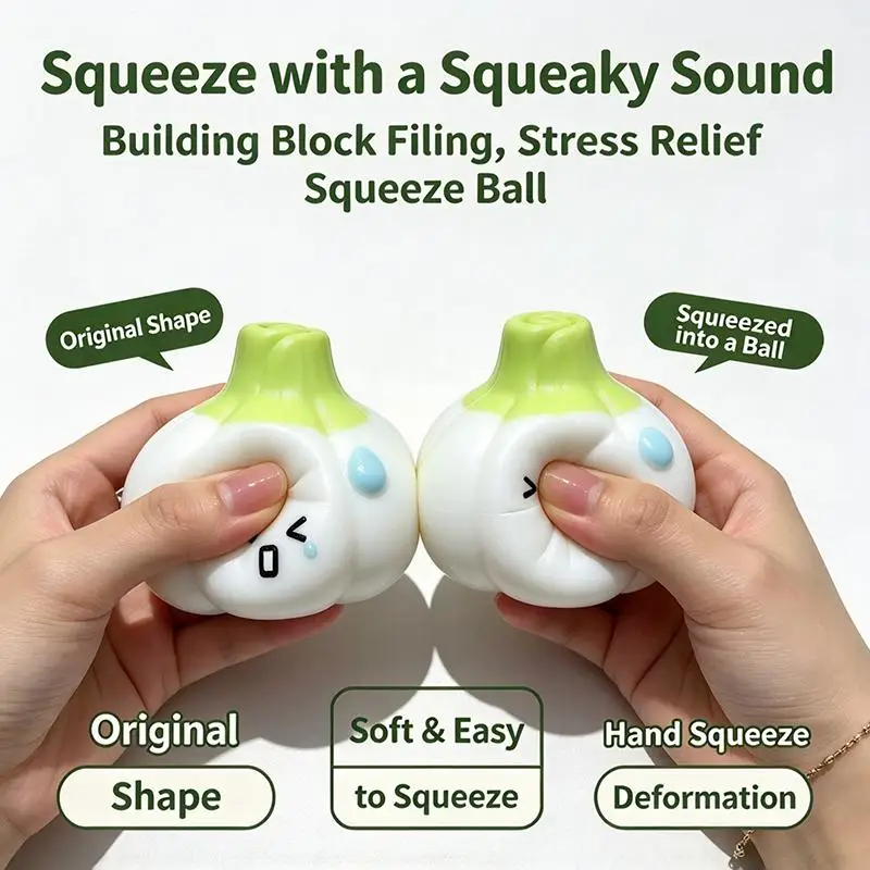 Cute Garlic Stress Squeeze Toy ASMR Crispy Sound Fidget Sensory Relief Toy