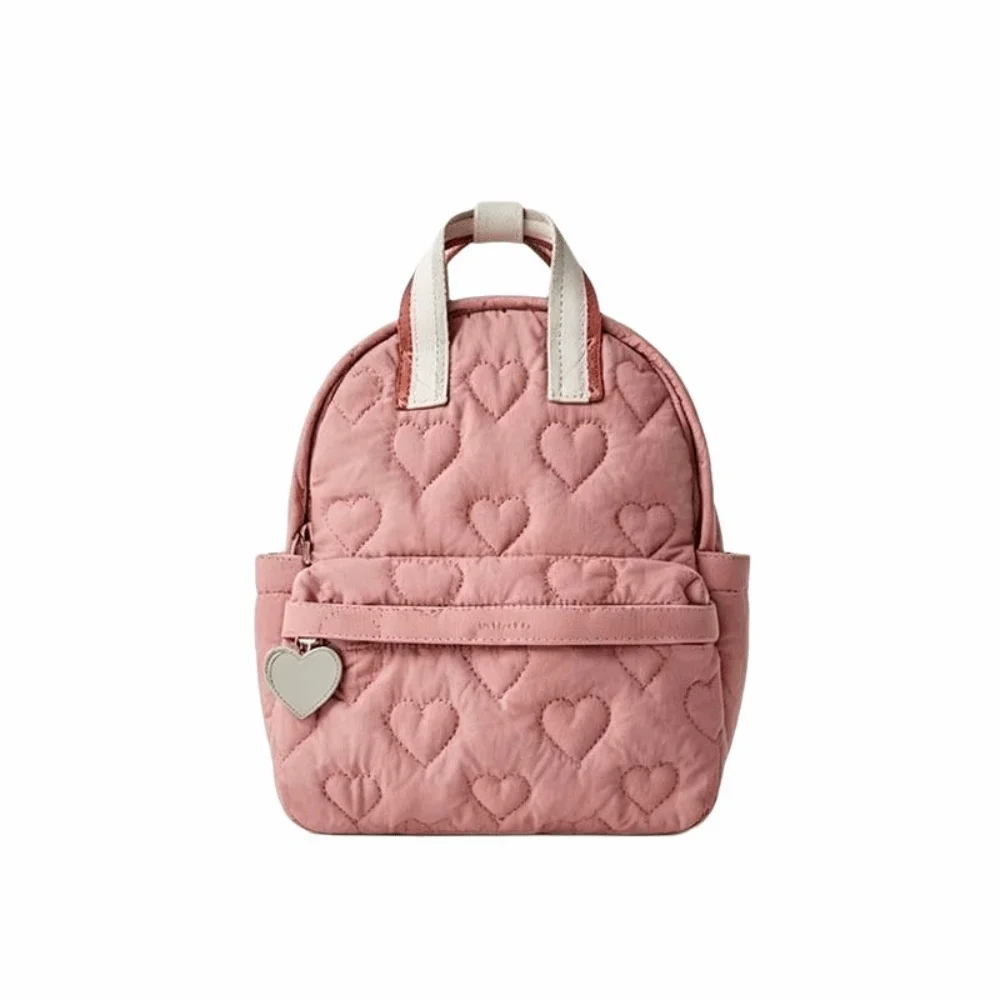 New Multi Compartment Embroidered Heart Backpack Padded Embroidered Heart Small Backpack Lightweight Casual Backpack Daily Use