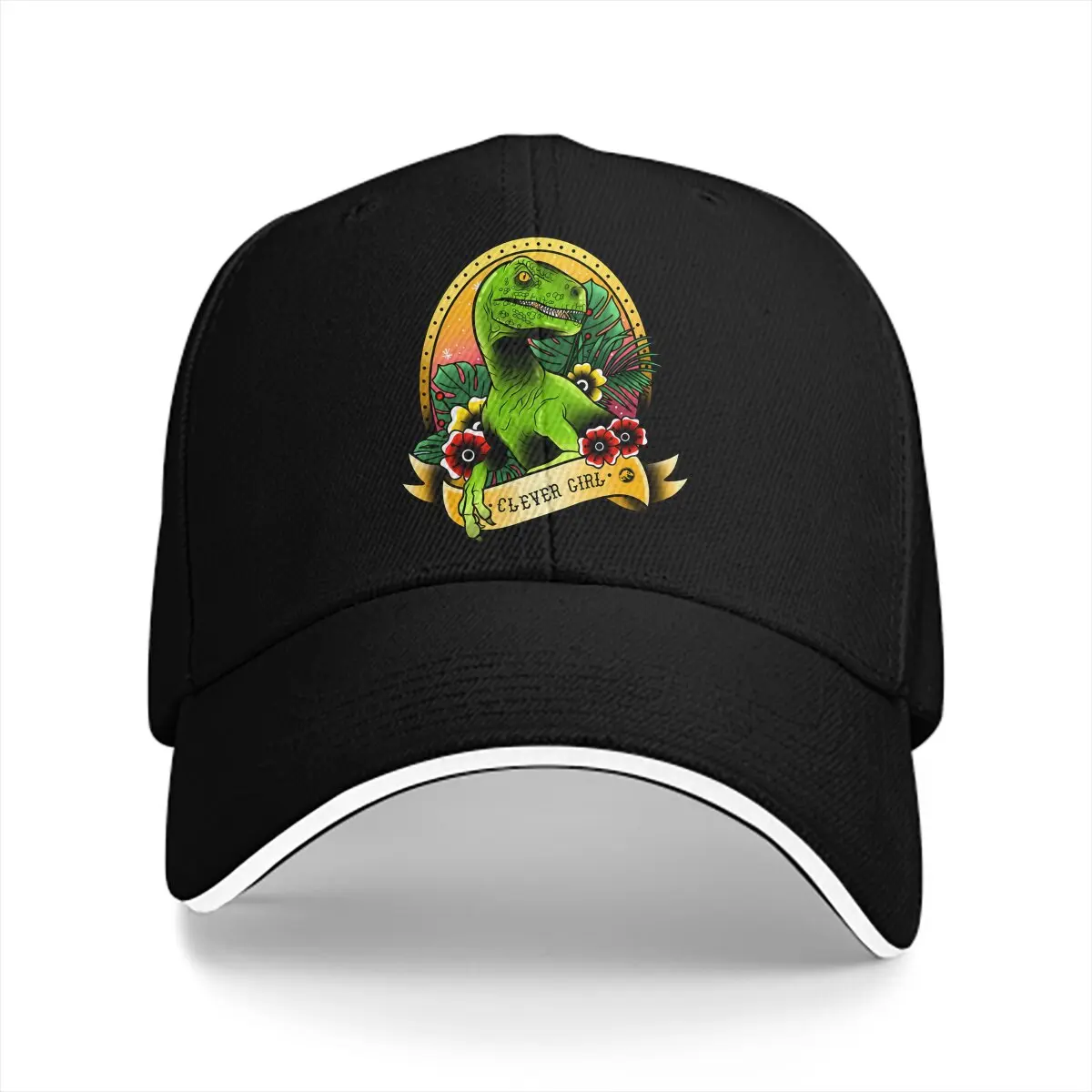 Summer Cap Sun Visor Clever Girl Floral Velociraptor Tattoo Hip Hop Caps Jurassic Park JP Movie Peaked Hats