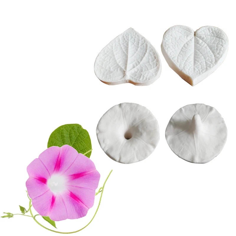 Morning Glory Flower Leaf Silicone Cake Mold Baking Candy Mould Fondant Paste Chocolate Petal Mold Decorating ToolM2676