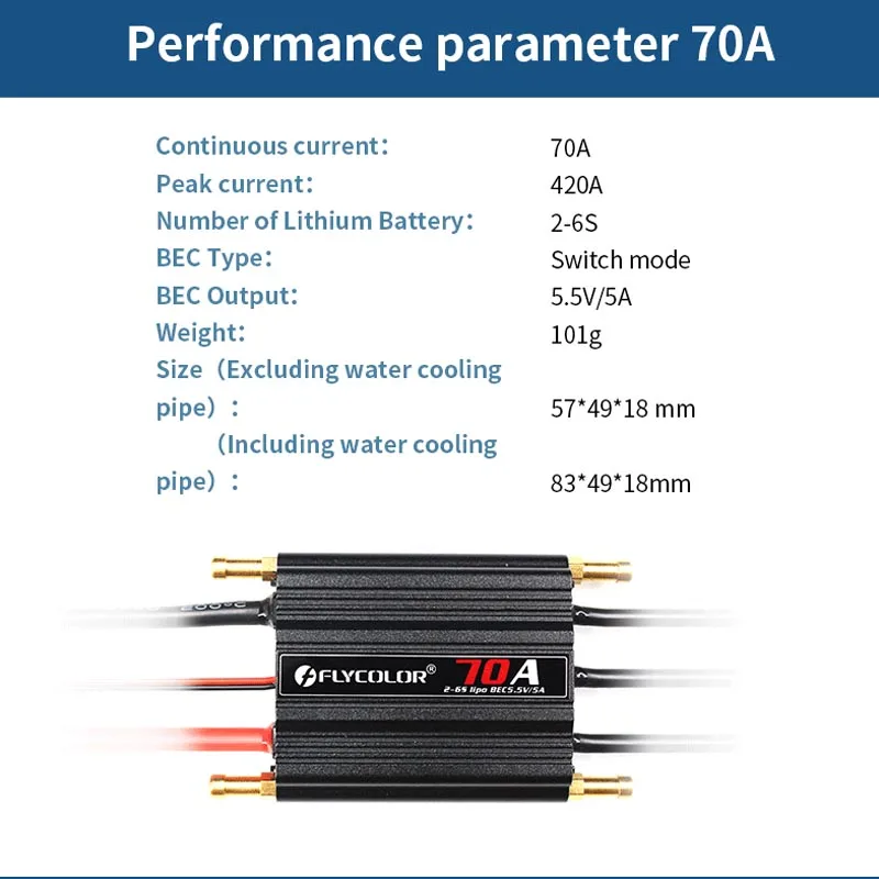 Flycolor 50A 70A 90A 120A 150A 2-6S Waterproof Brushless ESC Speed Controller and Programme Card with BEC for RC Boat Toys