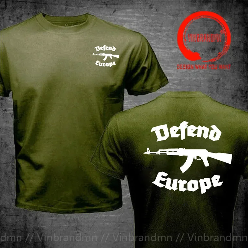 Defend Europe T Shirt Immigrant Islam Custom Design AK 47 AK47 Print Tee shirt For Men Women Cool Tees Big Tall Size 4XL 5XL 6XL