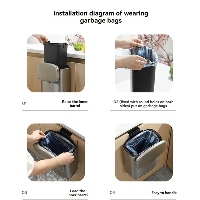 

G6-8L подвесной мусорный бак для двери кухонного шкафа с крышкой мусорный бак настенная стойка мусорная корзина для компоста A