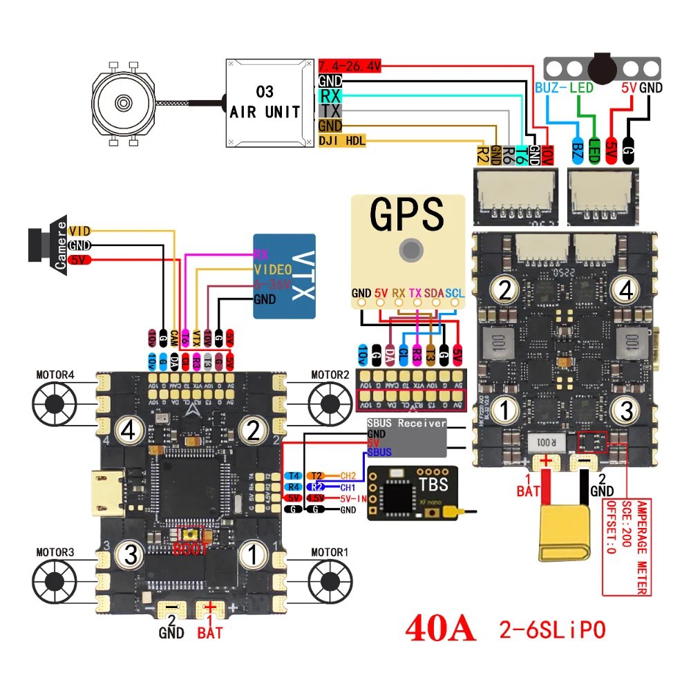 HAKRC F7220D AIO Double BEC F7 Flight Controller 32Bit 40A / 50A 4in1 ESC 2-6S for RC FPV Freestyle Toothpick Cinewhoop Drone