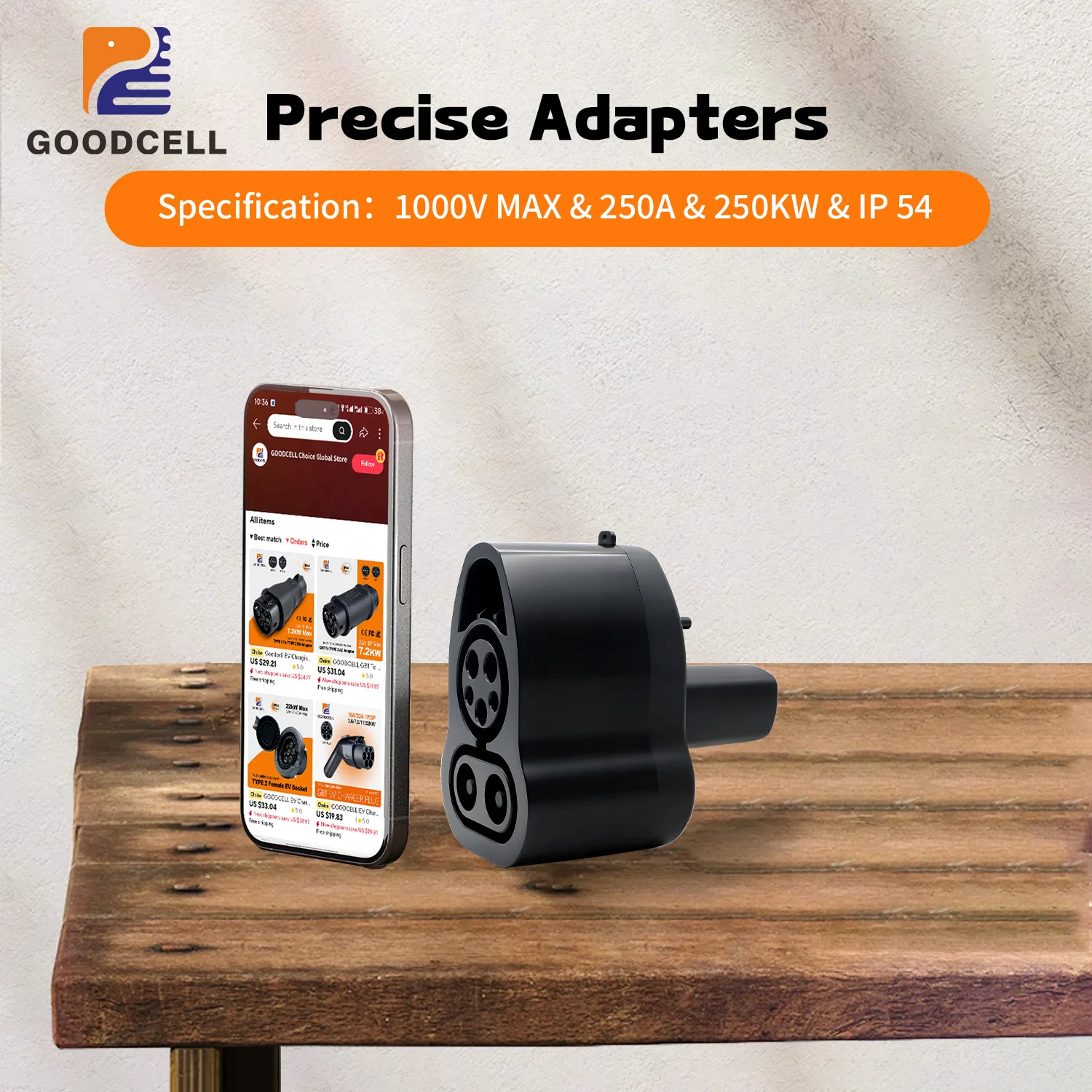 

GOODCELL CCS1 to NACS 250KW Max Charger Adapter Compatible with Tesla Model 3/X/Y Fit For Tesla Charging From CCS1 Station