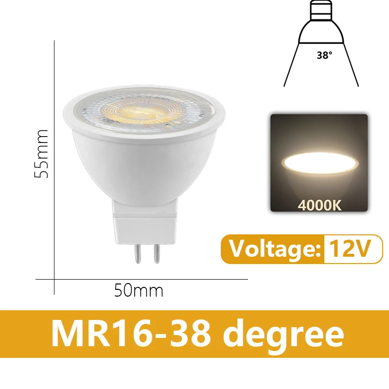 10PCS GU5.3 AC/DC 12V LED Strahler Birne MR16 Niederdruck 6W Licht 120 Grad 38 Grad Studie Küche für Zuhause