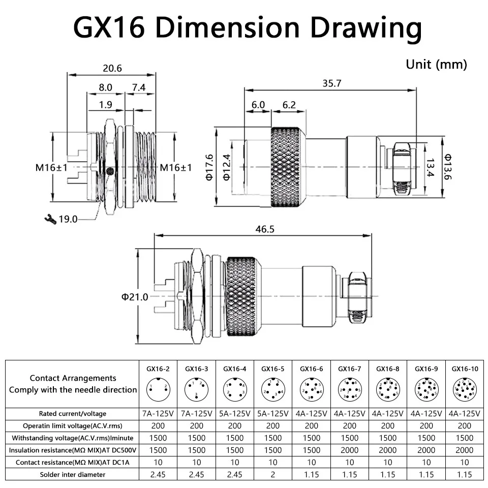 10set GX16-2/3/4/5/6/7/8/9/10 core/pin GX-16 M16 aviation socket aviation plug socket connector