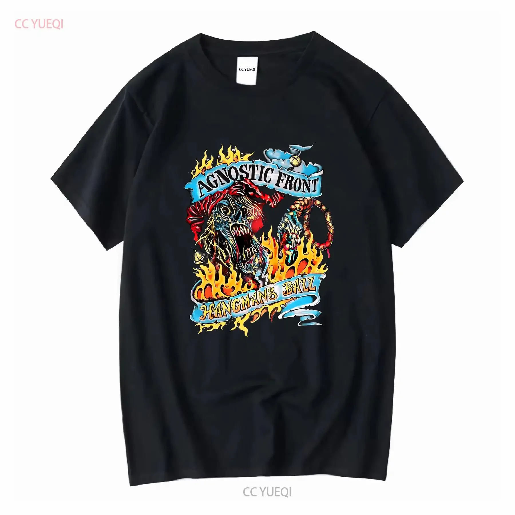 Camiseta de algodón vintage lavada de la marca Agnostic Front Hangmans Ball Back, talla S-4XL, VN1108, para uso diario, transpirable, suave y a la moda.