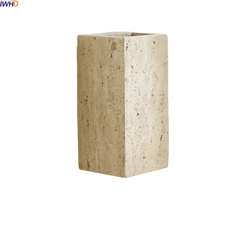 

IWHD Home Decor LED Wall Lamp Indoor Living Room Yellow Travertine Stone Lampshade Wall Decoration Items Stair Light Arandela