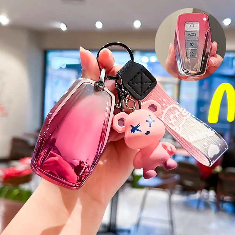 

Fashion TPU for Geely Emgrand X7 EX7 Coolray 2019 2020 Atlas Boyue NL3 GT GC9 Borui Car Key Case Cover Fob Keychain Accessories