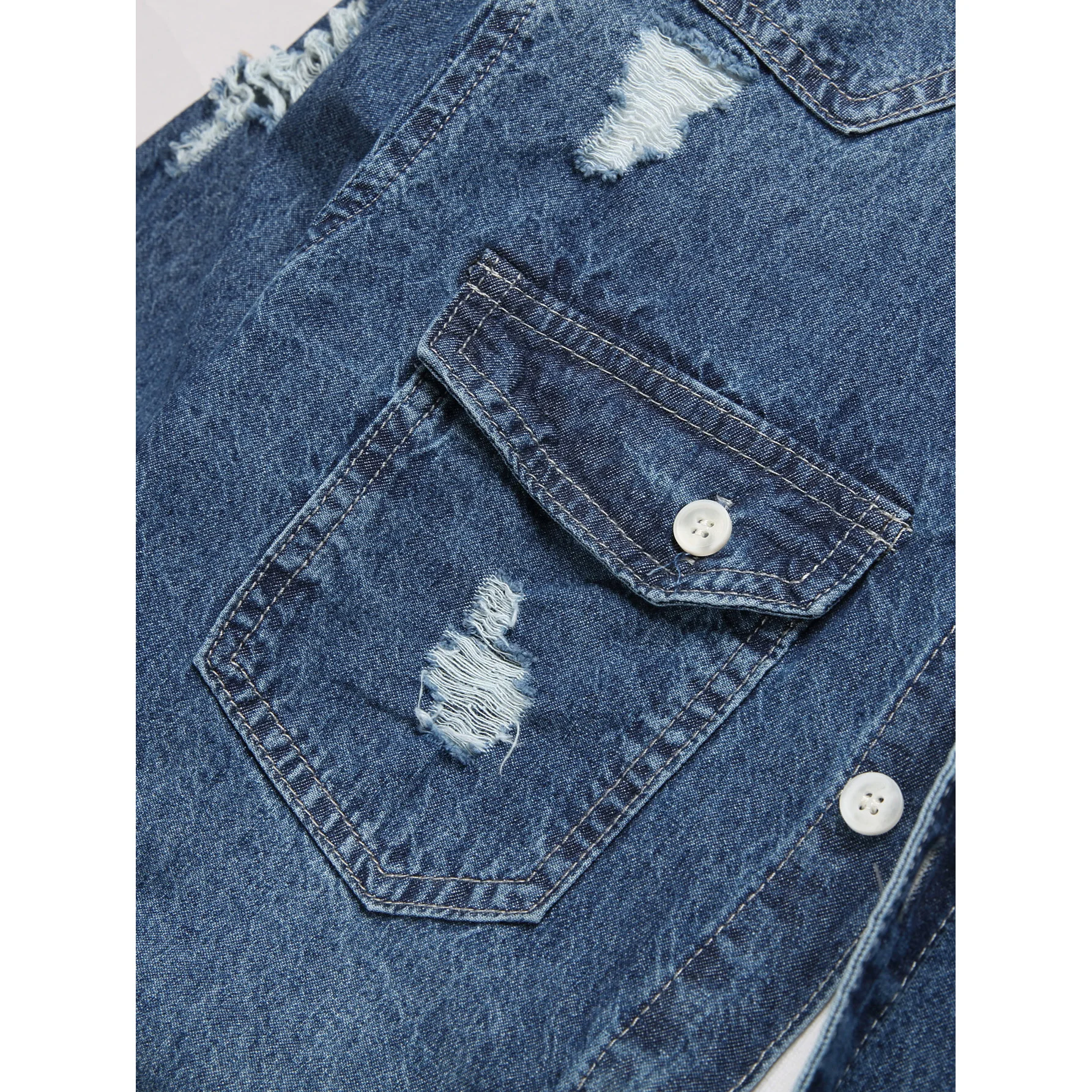 Men's Dark Blue Washed Ripped  - Denim Jacket Vintage review and price
