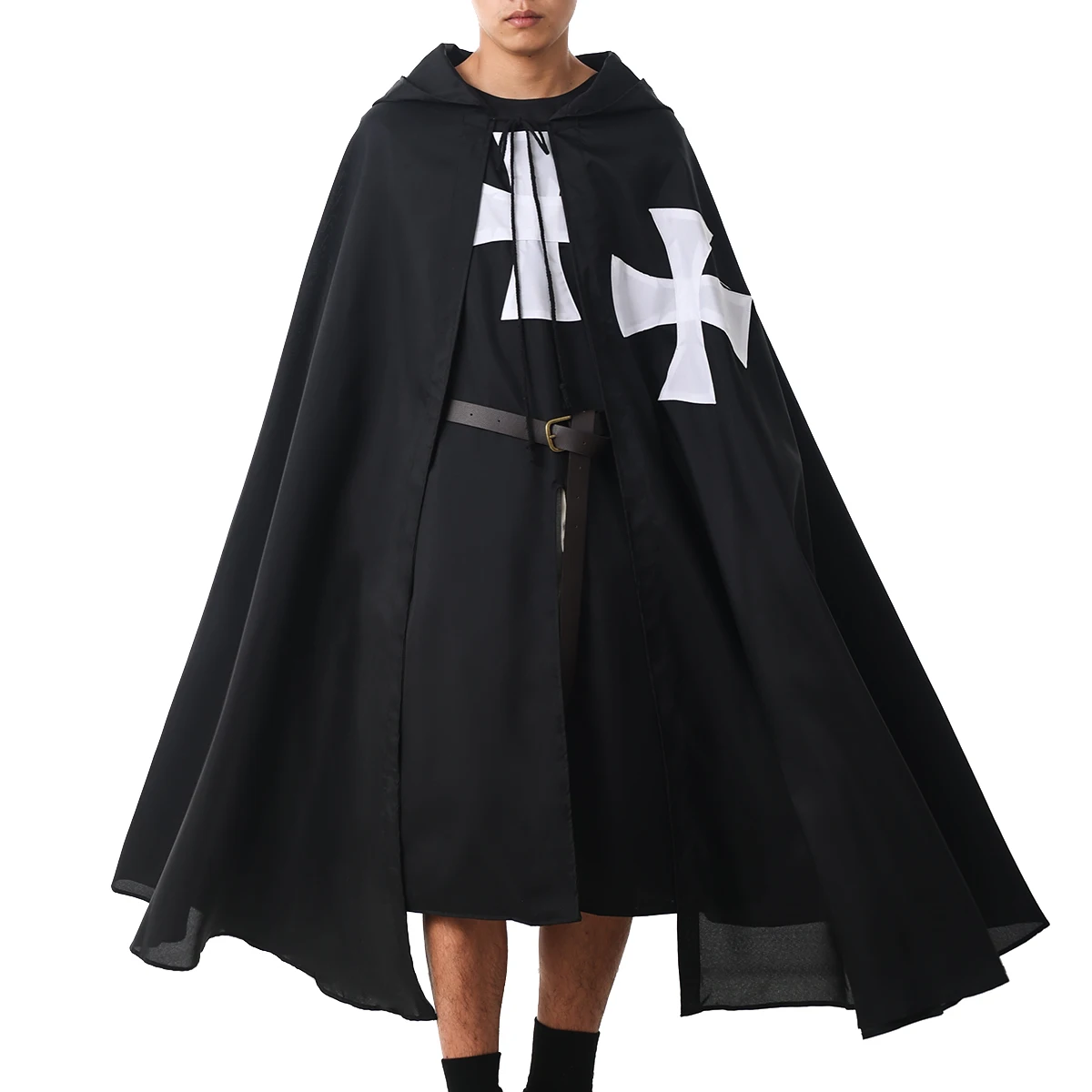 Traje medieval de Halloween masculino, Viking Cosplay Robe, Cavaleiros Templários Guerreiros, Capa, Roupa hospitalar