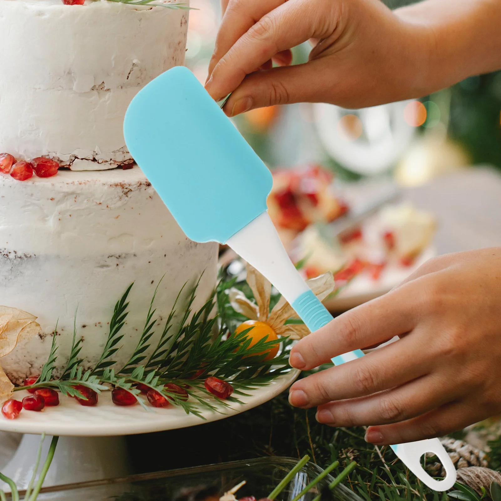 

1 set Blue Bag Cake Baking Tools Silicone Spatula Oil Brush Flat Spoon Set Easy Grip H Suitable For Cooking Mixing