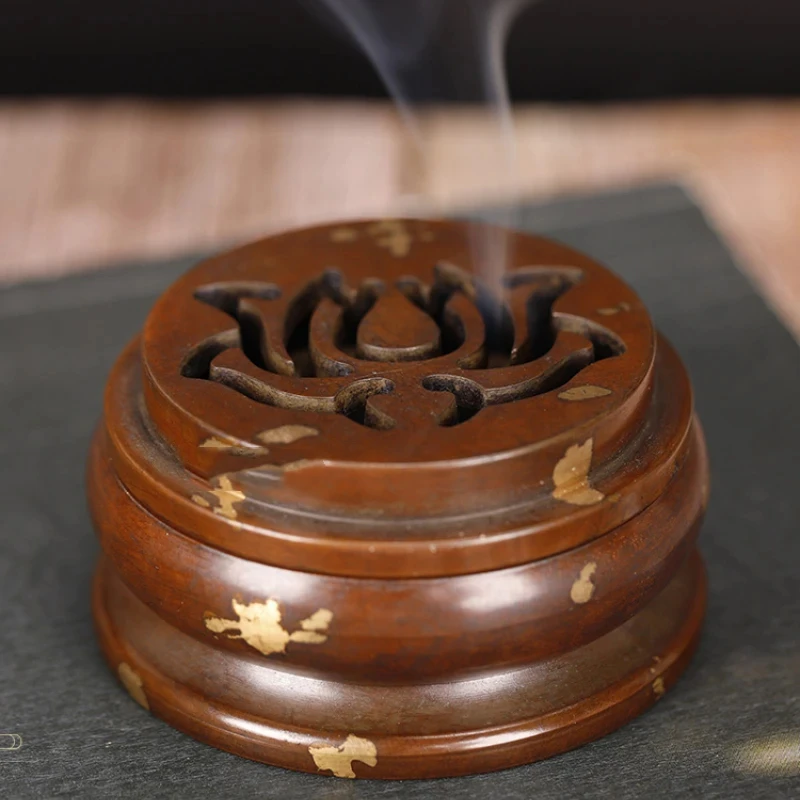 Yellow Copper Incense Coil Stove Ruyi /auspicious Clouds Imitation Ancient Aromatherapy Stove Home Indoor Seal Incense Tool