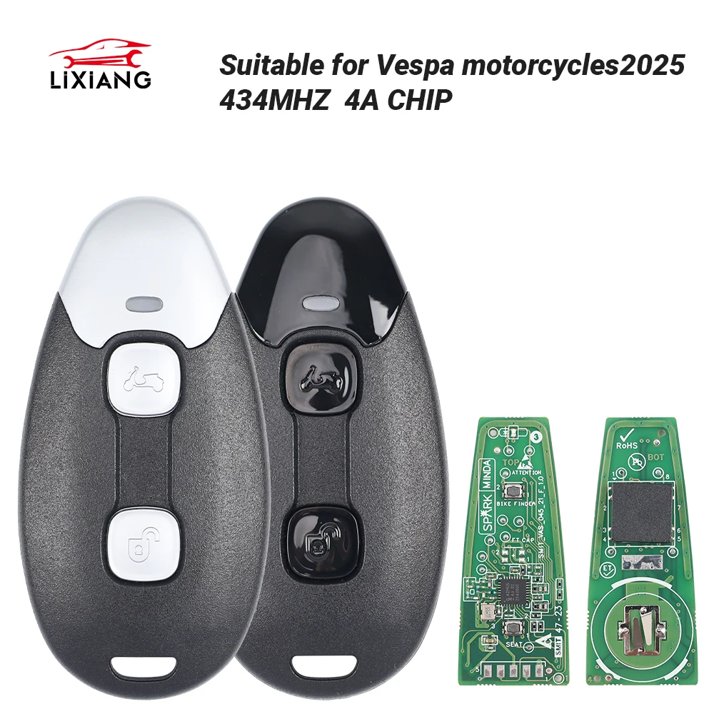 LIXIANG Vespa Motorcycle Smart Key 434Mhz 4A Chip 2Buttons For 2025  Vespa LX125  Primavera150  Sprint150 GTV300  GTS300 GTS310