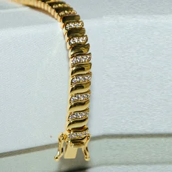 Gold Color Herringbone Snake Chain Plain And Paved 5A CZ New Fashion Women Choker Necklace Bracelet Jewelry Set