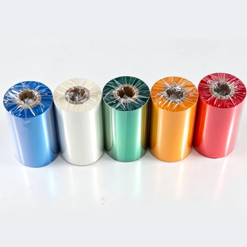 wax based carbon ribbonBlue RedYellow Green White110mm*300mbarcode printer copperplate paper copper label paper Transfer Ribbons