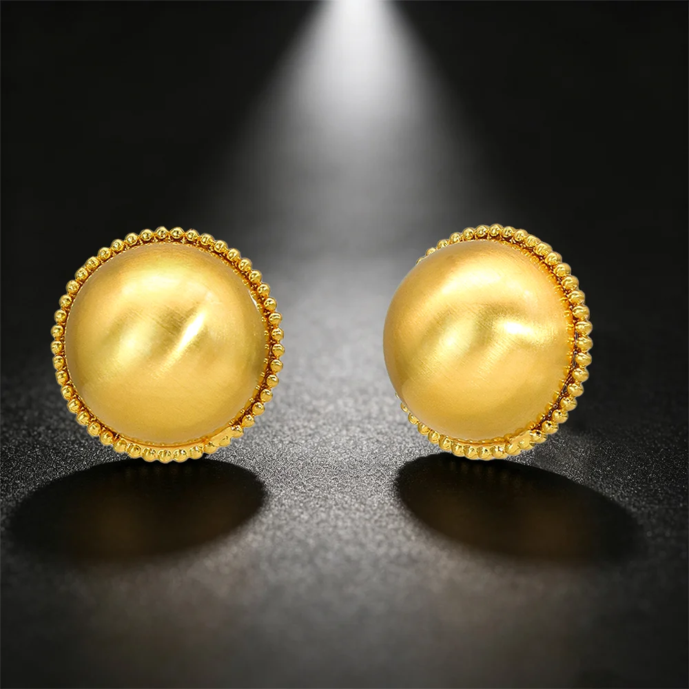 YTJX 2026 Neue Runde Hemisphären-Ohrstecker mit Perlenrand, Große Kuppel-Ohrstecker, Minimalistischer Party-Statement-Schmuck – Detail 8