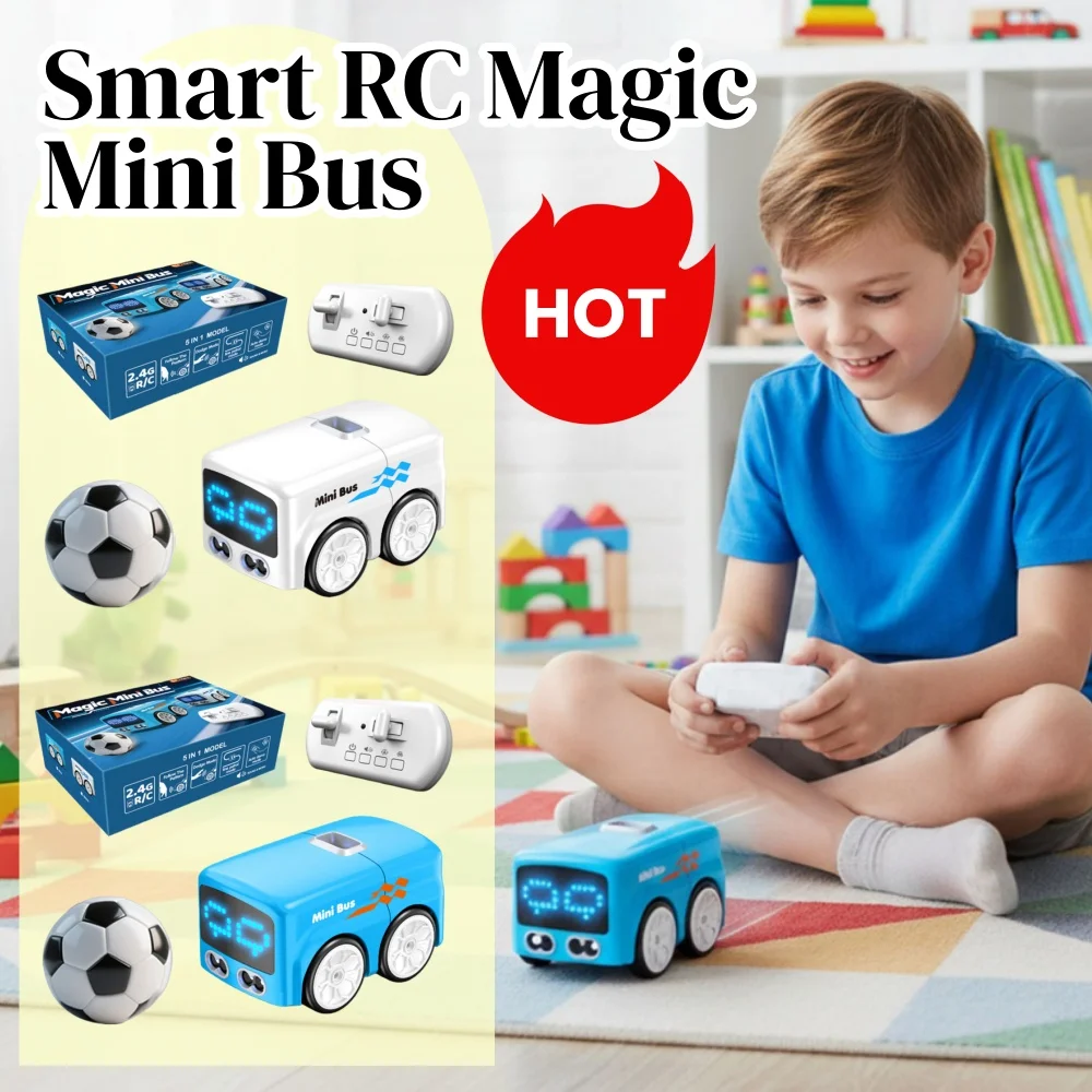 Gesture Sensing RC Mini Bus Magic Cartoon Car Induction Follow Intelligent Remote Control Light Music Kids Gift Toys New Quality