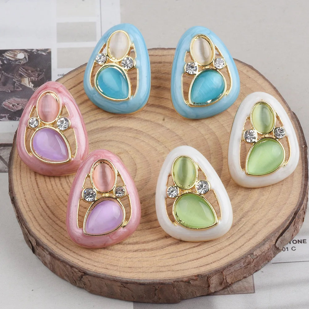 ins wind niche earrings geometric water drop earrings women's alloy oil drop diamond earrings cross-border wholesale