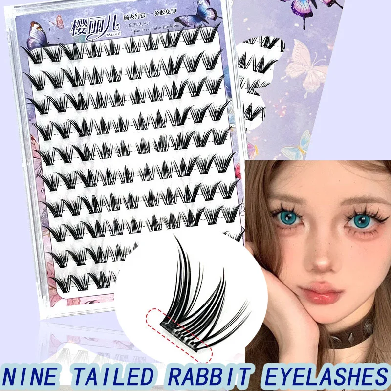 Self Adhesive Eyelash Clusters No Glue Individual Lashes DIY Natural Long Manga False Eyelashes Extension Makeup Tools Reusable