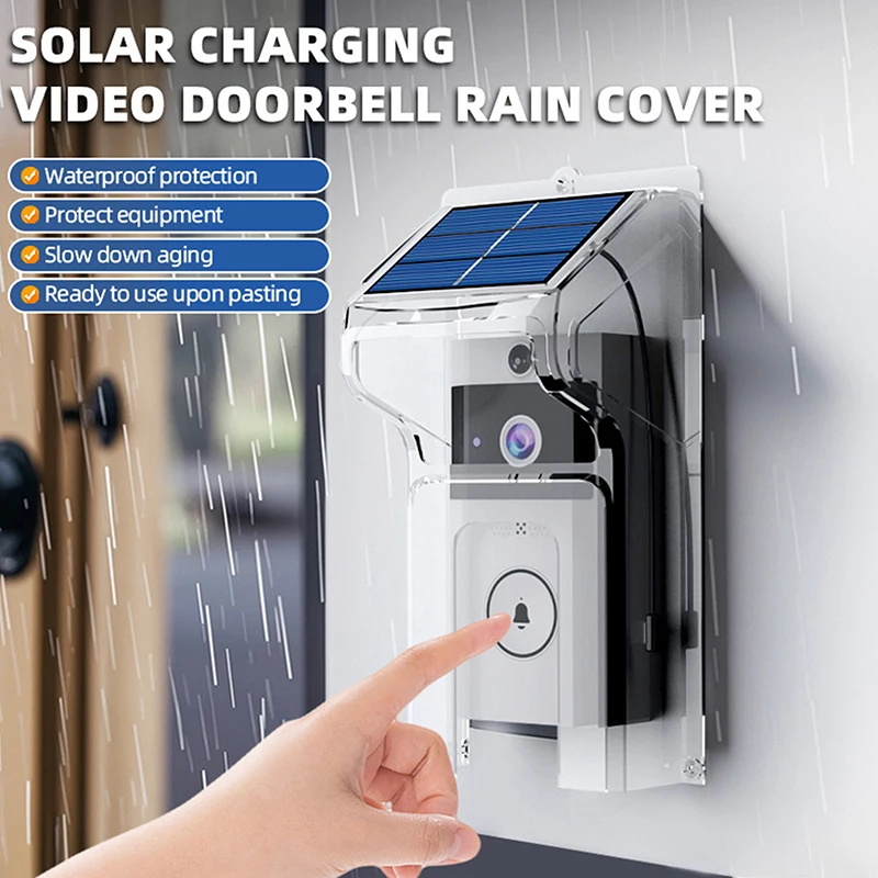 

Wireless Video Doorbell With Solar Rain Cover, Long Standby, Voice Changing Intercom Surveillance Camera, Transparent Rain Cover
