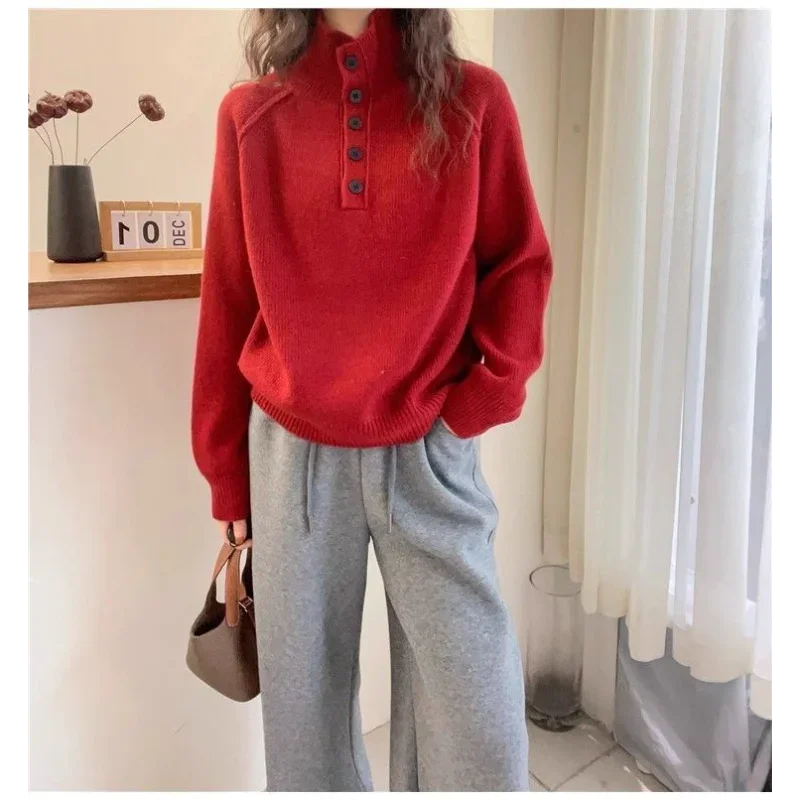 

Sweater Loose Ladies Autumn Winter New Versatile Base Top Layered Turtleneck Sweater for Women Knitted