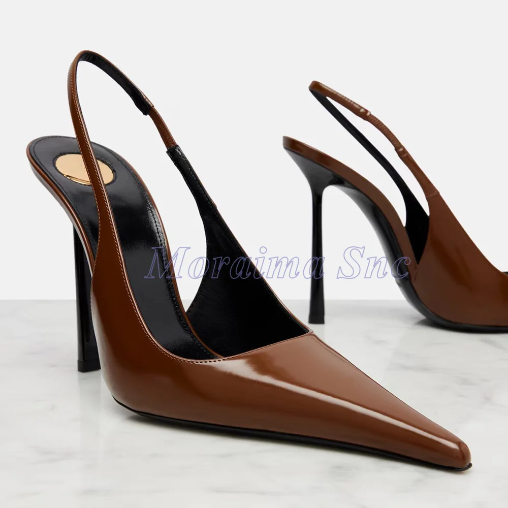 

Brown Pointed Toe Shallow Sandals Stiletto High Heel Sexy Fashion Women's Dress Shoes Summer Banquet Slingback Solid 2026 Newest