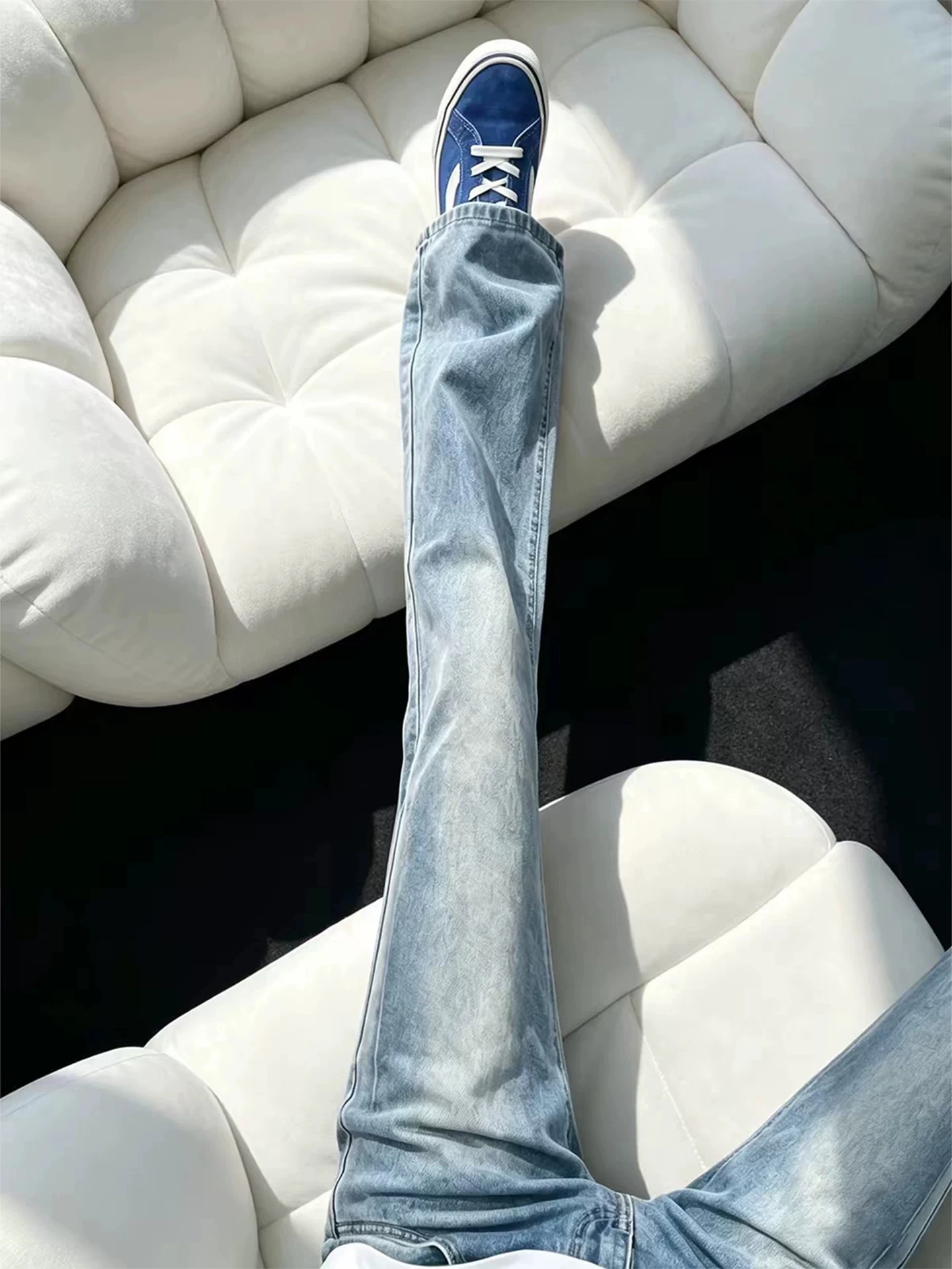 American Retro Men's Flared Jeans Autumn Design Slim Straight Cut Jeans Basic Style Narrow Version Knife  Jeans
