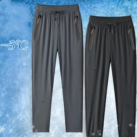 Viser de survêtement élastiques fins pour hommes, pantalons de course, pantalons de jogging décontractés, pantalons droits à séchage rapide pour la glace, pantalons de sport respirants pour la salle de sport, été, fjj