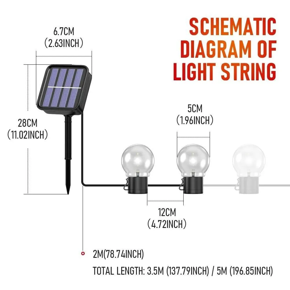 Bombilla de globo Solar LED G50, lámpara de jardín al aire libre, impermeable IP65, cadena de luz para decoración de fiestas y vacaciones, 3M/5M, 10/20LED