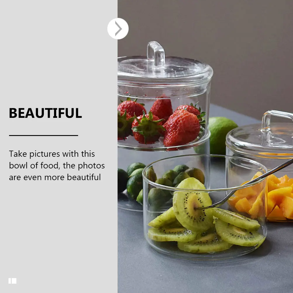 

Multi-Use Transparent Salad Bowl Stackable Containers for Fruits Nuts Rice Dessert Easy to Clean