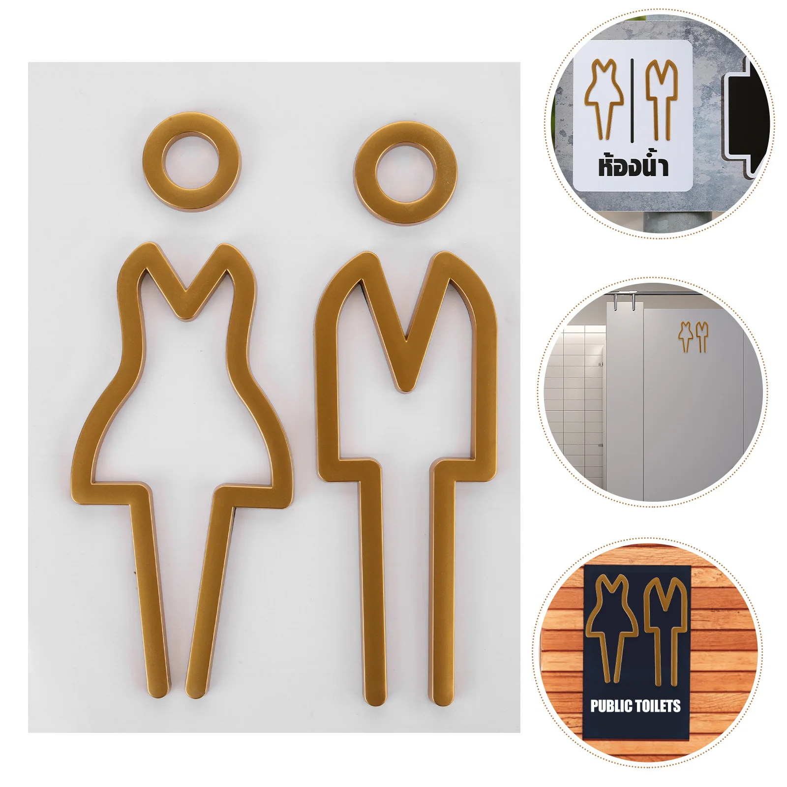 

1Set Metal Bathroom Sign Toilet Identification Plate Restroom Door Sign for Public Place Bathroom Signs Decor