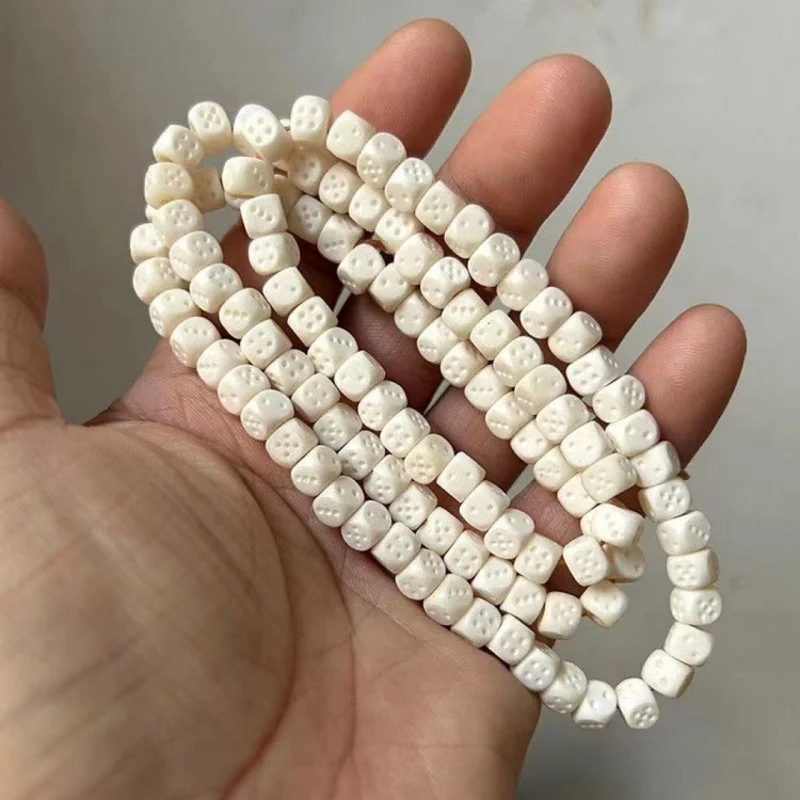 

Deer Bone Carving Hexagonal Sieve 108 White Accessories Bracelet Semi-Finished Loose Beads