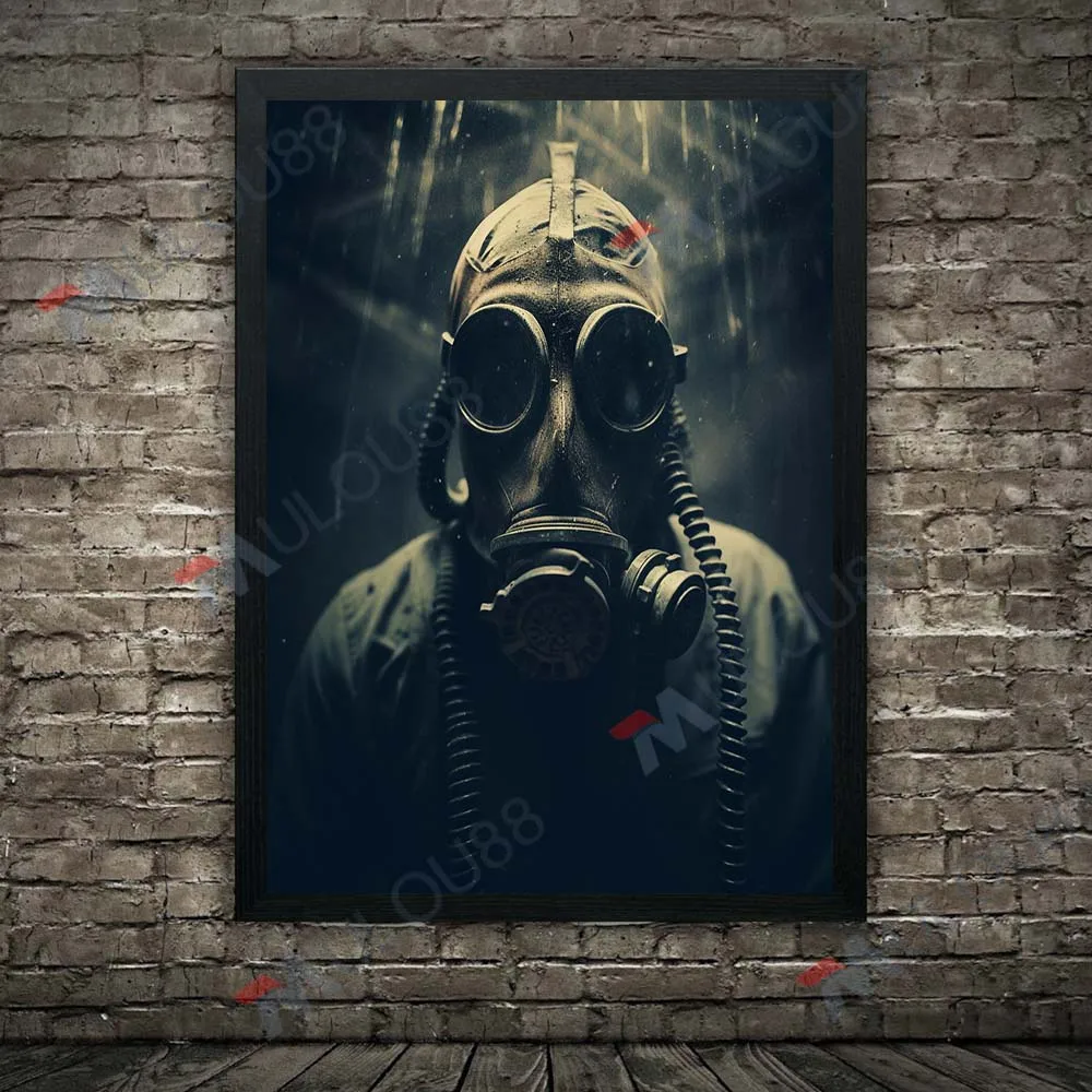 People Wearing Gas Masks Vintage Photography Wall Art Horror Pictures Canvas Painting,Biological Warfare Art Poster Print Decor