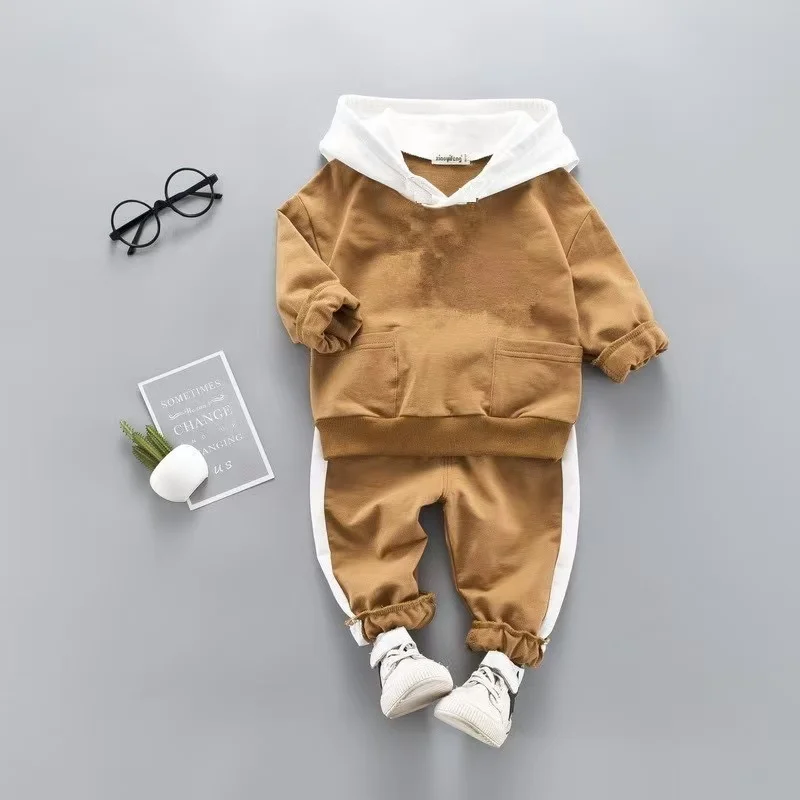 Chándal para bebé, conjunto de ropa informal con capucha, sudadera de manga larga, trajes de otoño para niños, ropa para niños